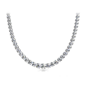 Round Diamonds 13 Carats Women Tennis Necklace White Gold 14K Necklace