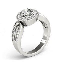 Natural  Diamond Anniversary Round  Engagement Halo Ring 1.35 Carat WG 14K