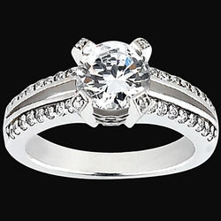 Real  Round Diamond Engagement Ring 1.45 Carat Basket Setting Jewelry WG