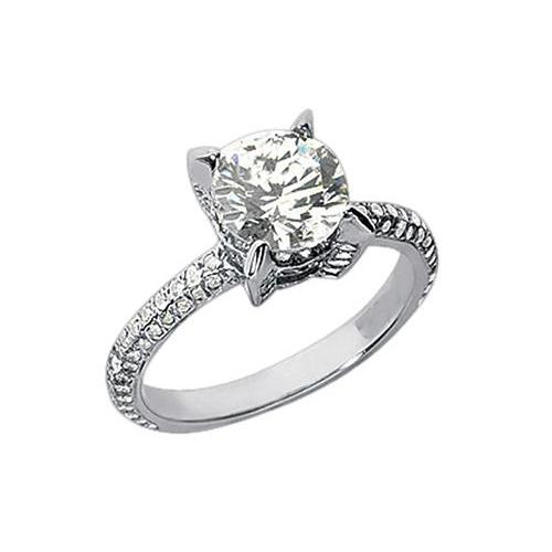 Round Diamonds 2.26 Carat Engagement Anniversary Solitaire Ring White Gold 14K Solitaire Ring