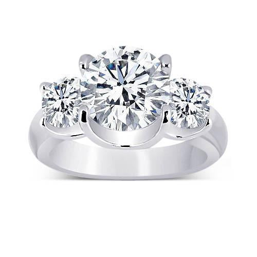 Round Diamonds 3 Stone Anniversary Ring Women Jewelry 3.50 Carats