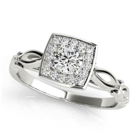 Round Diamonds Engagement Anniversary Halo Ring 1.10 Carats Gold 14K Halo Ring