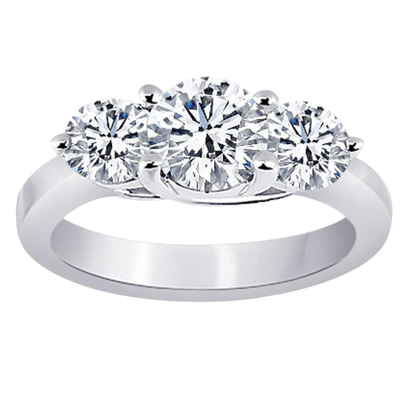 Round Diamonds Engagement Ring Gold New 2.91 Carat Three Stone Three Stone Ring