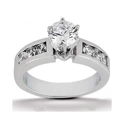 Round Diamond White Gold Engagement Women Ring 1.61 Ct. With Accents
