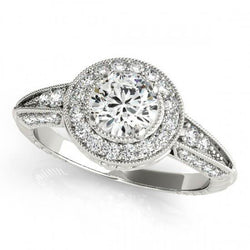 Natural  Halo Round Diamond Engagement Ring Vintage Style 1.75 Carat WG 14K