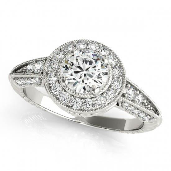 Round Diamonds Halo 1.75 Carats Engagement Anniversary Ring White Gold 14K Halo Ring
