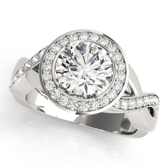 Round Diamonds Solitaire With Accents Halo Ring 2.10 Carats White Gold 14K Halo Ring