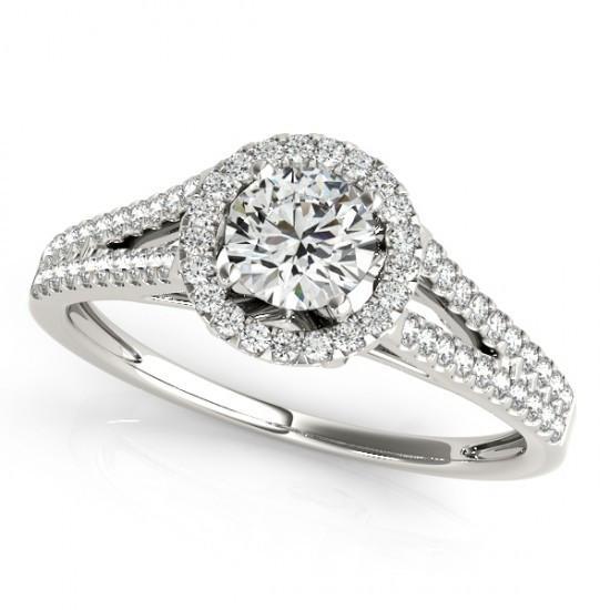 Round Diamonds Sparkling 1.50 Carats With Engagement Halo Ring White Gold 14K Halo Ring