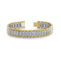 Round Pave Set Men Diamond Bracelet Two Tone Gold 14K 5 Carats