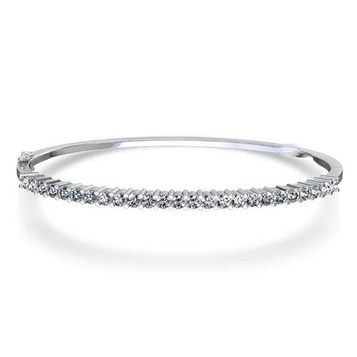 Round Prong Set Diamond Bangle White Gold 14K 3 Carats Bangle