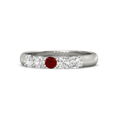Round Ruby Ring F Vs1 Vvs1 White Gold 14K Jewelry Gemstone Ring