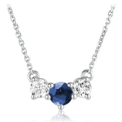 Round Sapphire Pendant With Diamond White Gold Jewelry 1.50 Carats