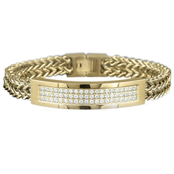 Round Shape Diamond Men Bracelet Jewelry Yellow Gold 14K 4 Carats