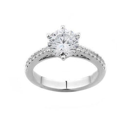Round Shape Diamond Solitaire Ring With Accents Gold Jewelry 1.25 Ct.