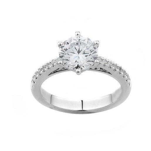 Round Shape Diamond Solitaire Ring With Accents Fine Gold Jewelry 1.25 Ct. Solitaire Ring with Accents