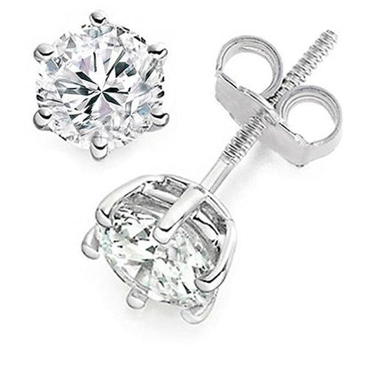 Round Shape Diamond Stud Earring  White Gold Women Jewelry Stud Earrings