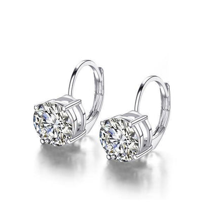 Round Solitaire Natural Earth Mined Diamond Leverback Earring