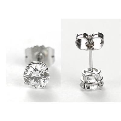Round Solitaire Stud Diamond Earring White Gold Jewelry 