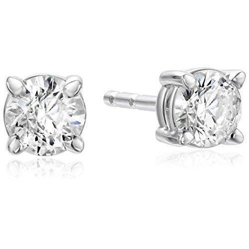 New Style Round Stud Diamond Earring Prong Set White Gold