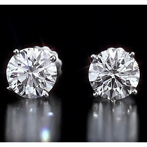 Round Stud Diamond Earring 4.50 Carats White Gold 14K Vs1 F Stud Earrings