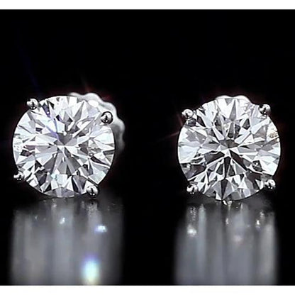 Round Stud Diamond Earring 4.50 Carats White Gold 14K Vs1 F Stud Earrings