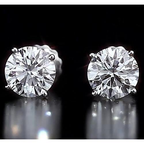 Round Stud  Natural Lady’s Vintage Style White Gold Diamond  Stud Earrings