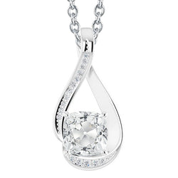 Round & Cushion Old Cut Natural Earth Mined Diamond Pendant White Gold Slide 5 Carats