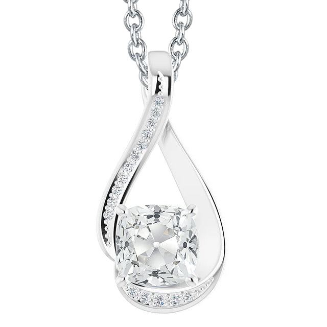 Round & Cushion Old Cut Diamond Pendant