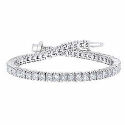 Real  Princess Diamond Fine Tennis Bracelet 10 Carats White Gold 14K