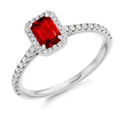 Ruby And Diamonds Prong Set 6.25 Carats Ring White Gold 14K