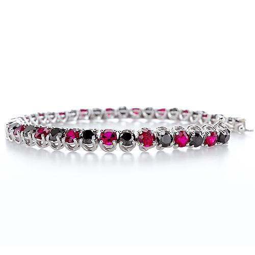 Ruby & Black  Amazing Ladies weeding  Diamond Tennis Bracelet Prong