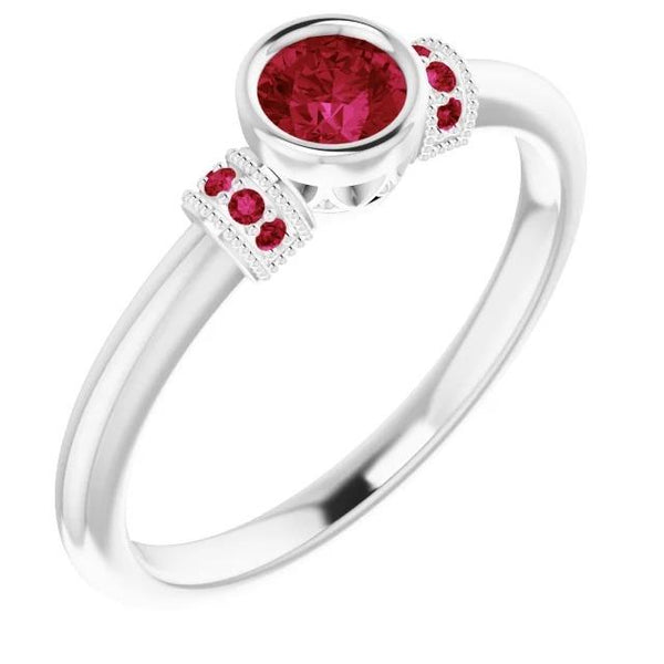 Ruby Ring 1 Carat Milgrain Women Jewelry Gemstone Ring