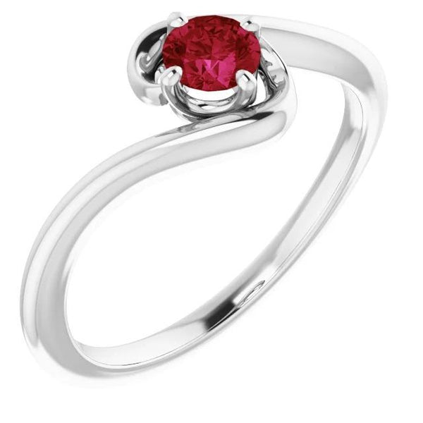 Ladies Style Ruby Stone Ring 4 Prong Setting White Gold Gemstone Ring