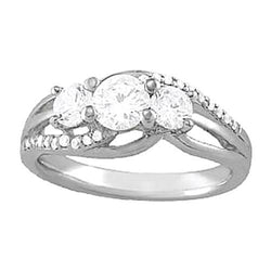 1.50 Carats Diamond Three Stone Style Ring White Gold 14K