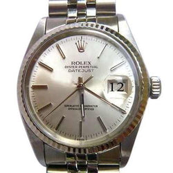 Silver Stick Dial Fluted Bezel Two Tone Watch Rolex Datejust