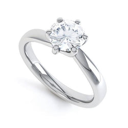 Six Prong Set 1.60 Ct Solitaire Round Natural Earth Mined Diamond Wedding Ring White Gold
