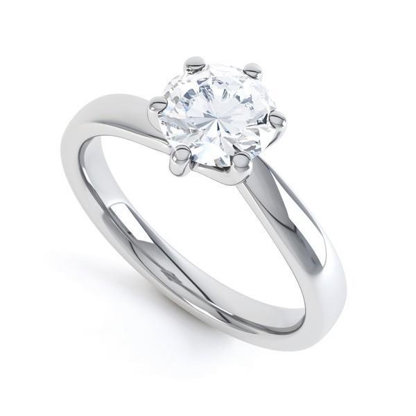 Six Prong Set  Lady’s Sparkling Solitaire White Gold Diamond Anniversary Ring 