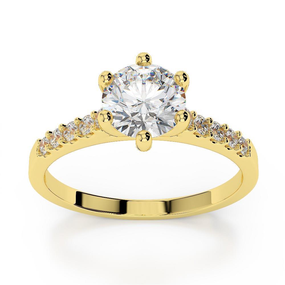 Diamond Round Wedding Ring 2.50 Carats 14K Yellow Gold Prong Setting
