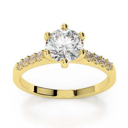 Diamond Round Wedding Ring 2.50 Carats 14K Yellow Gold Prong Setting