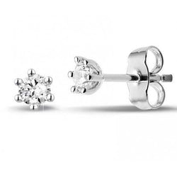 Six Prong Set 2.50 Ct Round Cut Lab Grown Diamonds Studs Earrings White Gold