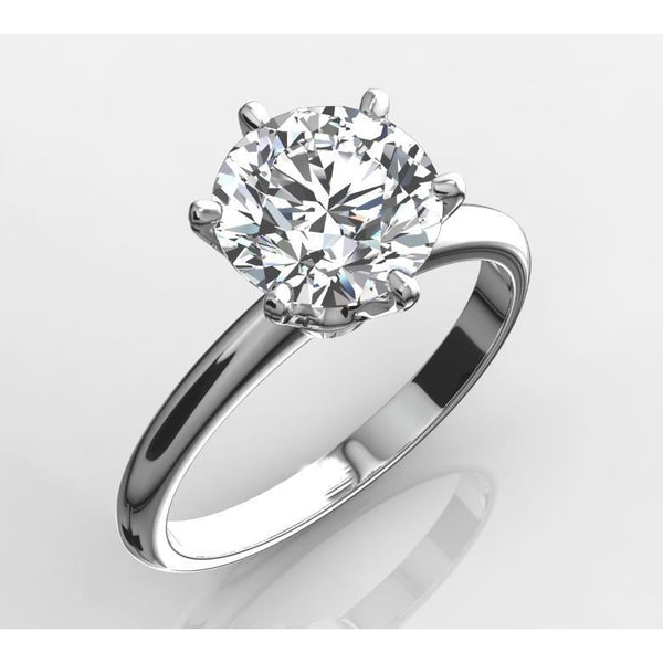 Six Prong Princess Cut Style White Elegant Woman's Solitaire Diamond Ring 