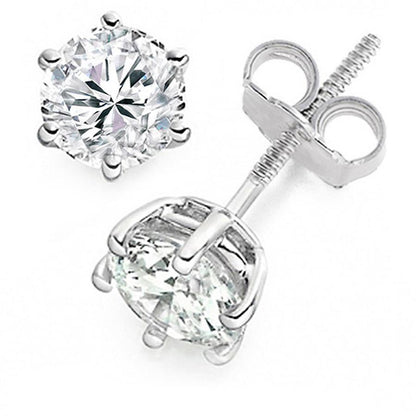 Six Prong Set Round Cut  Diamonds Studs Earrings Stud Earrings