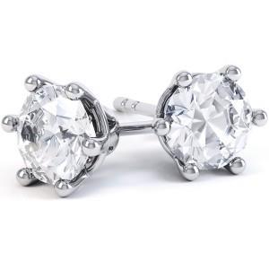 Six Prong Set Round CutPrincess Cut White Elegant Woman's Stud Earrings