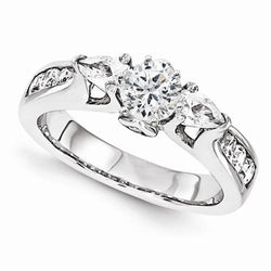 1.58 Carats Diamond Engagement Fancy Three Stone Style Ring White Gold