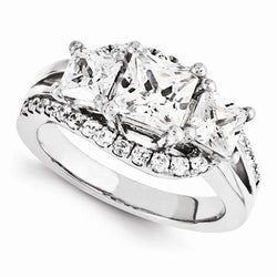 4 Carats Diamond Engagement Fancy Three Stone Ring New