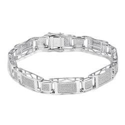 Small Brilliant Cut 8.90 Carats Natural Earth Mined Diamonds Men's Bracelet 14K White Gold
