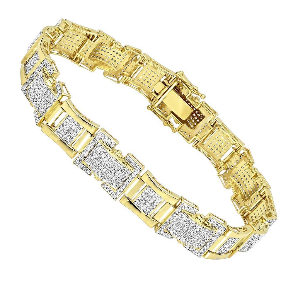 Small Brilliant Cut 9.25 Carats Diamonds Men'S Bracelet 14K Yg New Mens Bracelet