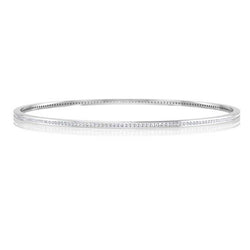 Small Round Real Natural Earth Mined Diamonds Bangle 3.80 Ct White Gold