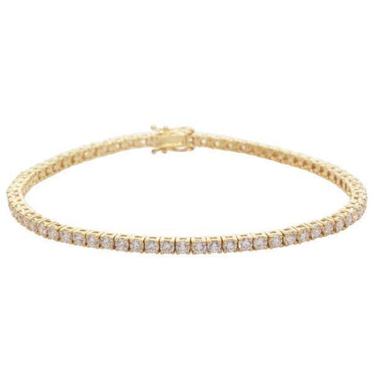 Small Round Cut 3.50 Carats Diamonds Tennis Bracelet Gold Yellow 14K Tennis Bracelet