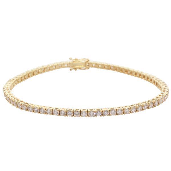 Small Round Cut 3.50 Carats Diamonds Tennis Bracelet Gold Yellow 14K Tennis Bracelet